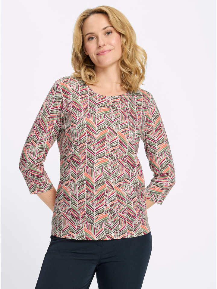 3/4-Arm-Shirt in papaya-khaki-bedruckt