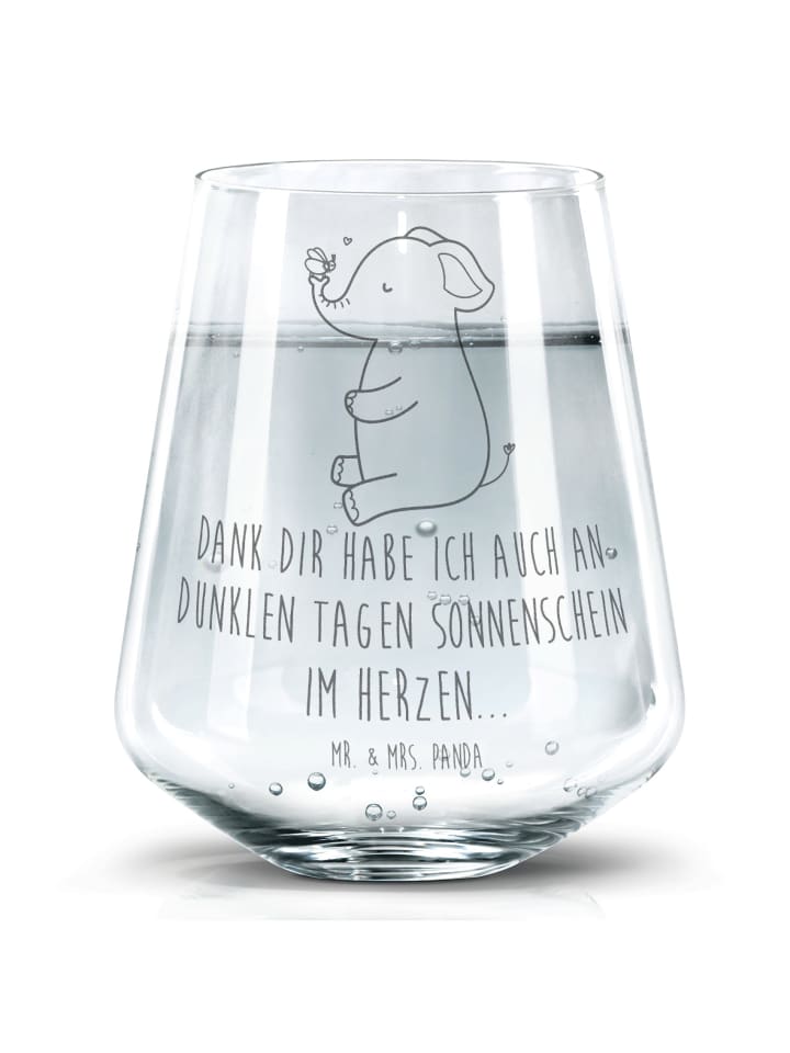 Glas Elefant Biene mit Spruch in Transparent