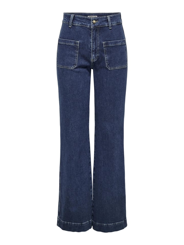 Jeans mit weitem Bein in Dark Blue Denim