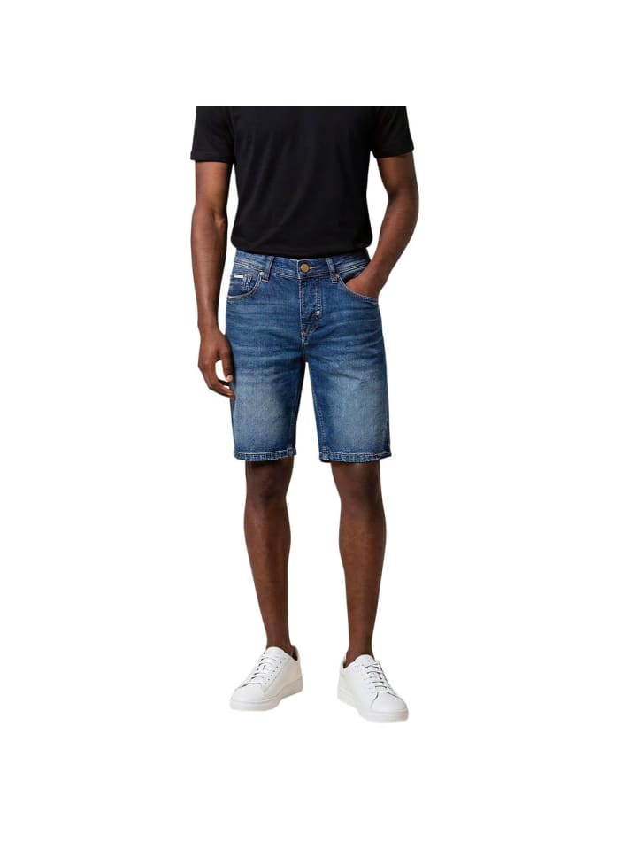Blau Baumwolle Bermudashorts