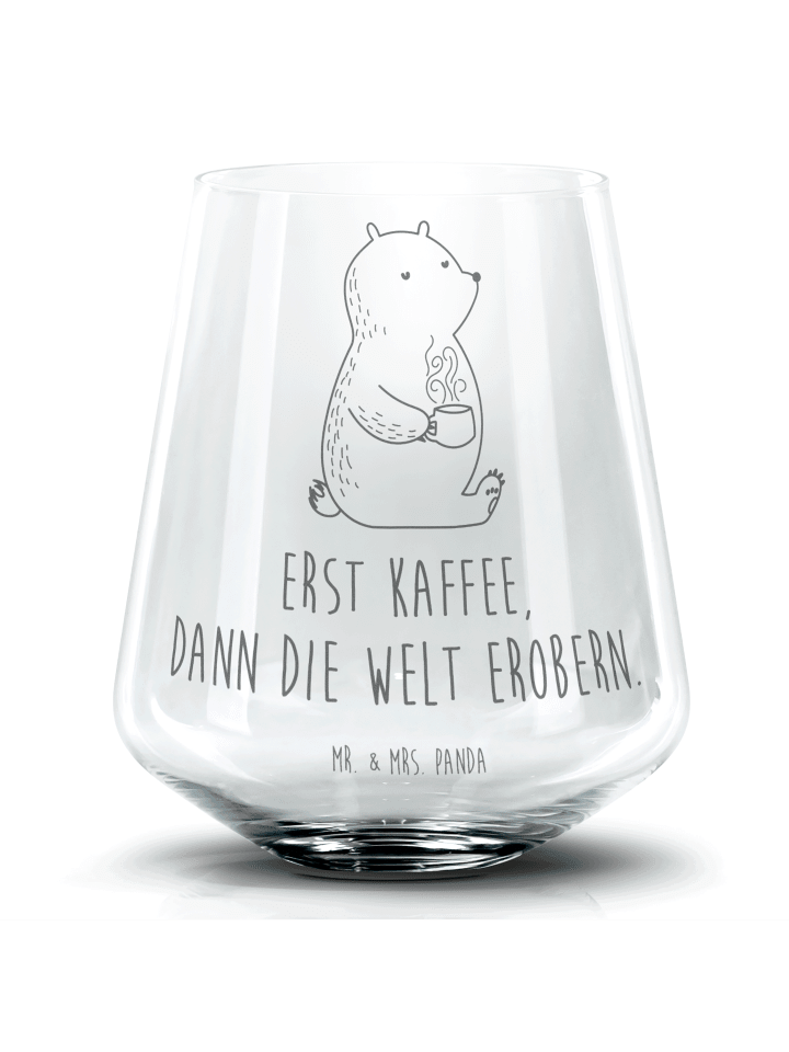 Tumbler Bär Kaffee mit Spruch in Transparent