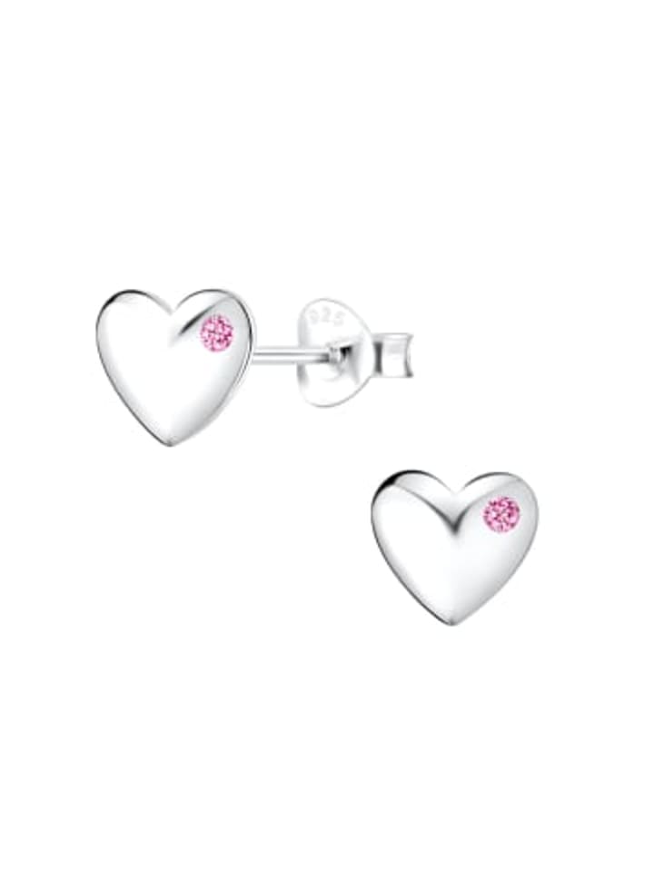 Ohrstecker HERZ Zirkonia rosa in 925 Sterling Silber, 2-tlg.