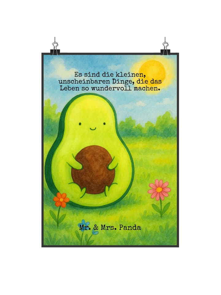 Print Avocado Kern Design mit Spruch in Weiß