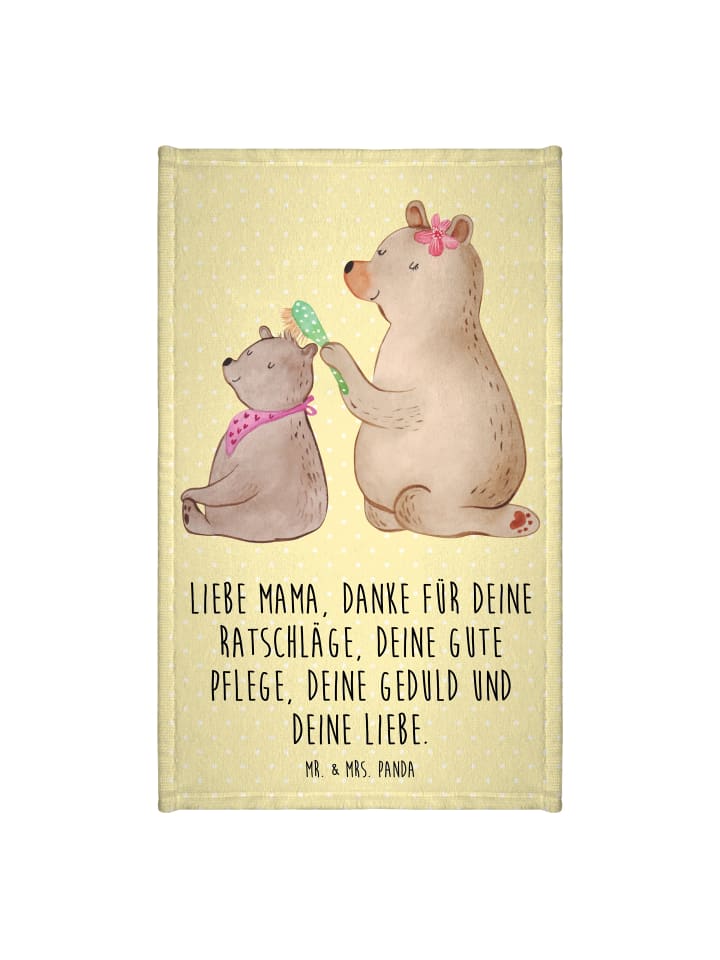 Handtuch Bär Kind mit Spruch in Gelb Pastell