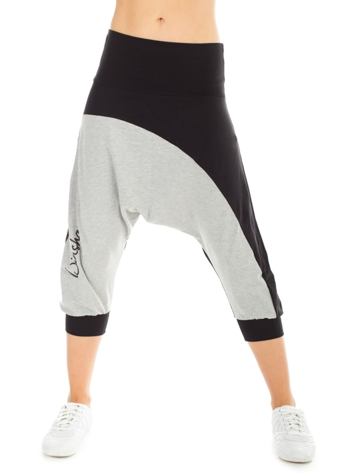 UNISEX 3/4-Haremshose WBE10 in schwarz/grey