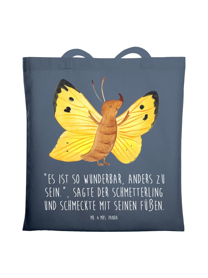Jutebeutel Schmetterling Zitronenfalter mit Spruch in Indigo Blue
