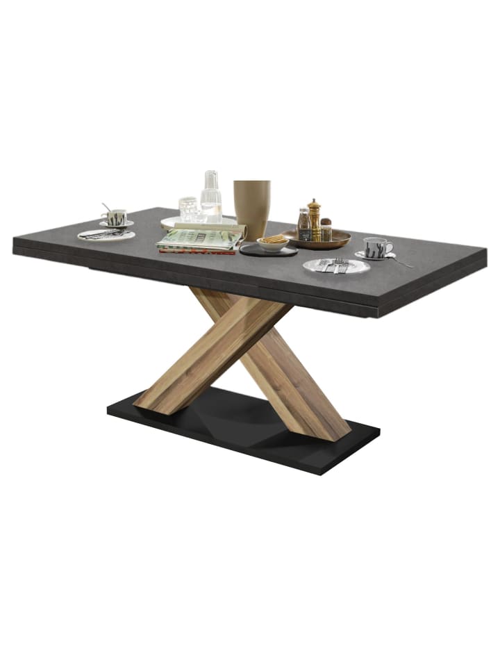 ESSTISCH ausziehbar Elene 180x90x76 Plankeneiche/Graphit