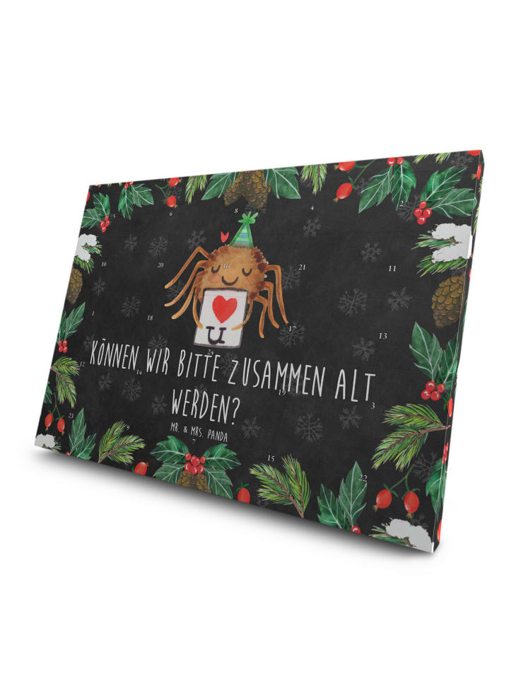 Adventskalender Tee Spinne Agathe Brief mit Spruch in Kreidetafel