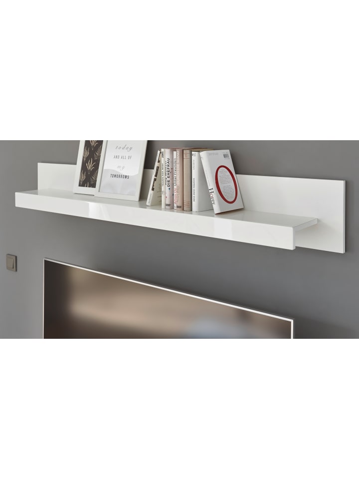 Wandboard weiß Hochglanz, Wandregal 150 x 21 cm Ladis