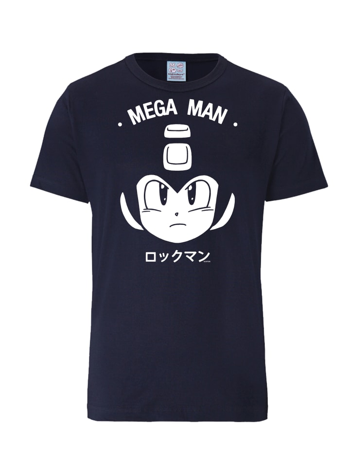 T-Shirt Mega-Man Gesicht in dunkelblau