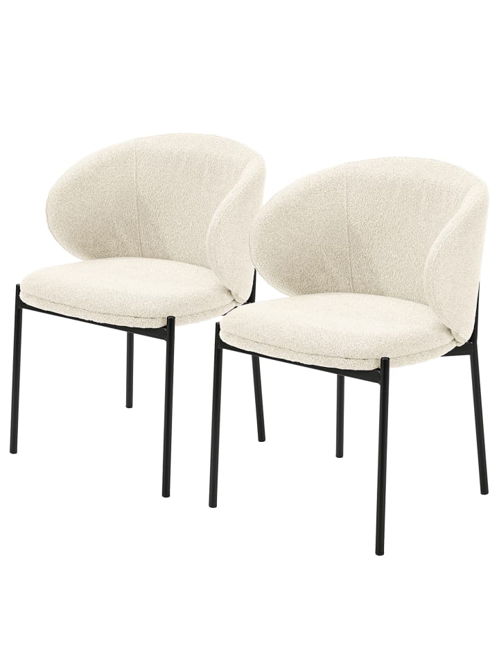 home24 Polsterstuhl 2er-Set im modernen Stil in Creme