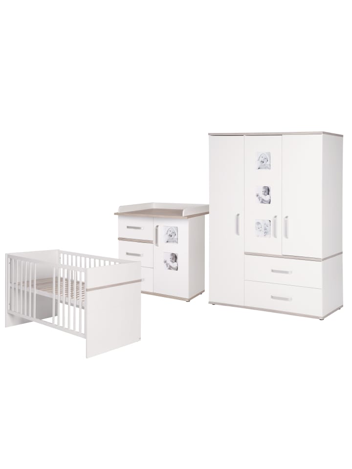 Kindermöbelset Moritz 3-tlg. Weiß mit Bett, Kommode & Schrank