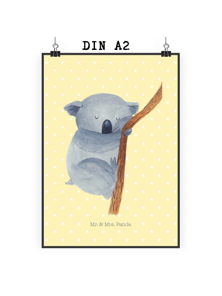 Wandbild Koalabär ohne Spruch in Gelb Pastell