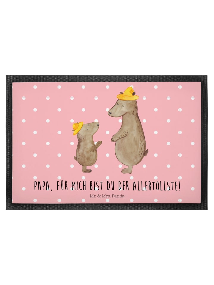 Fußmatte Bären mit Hut mit Spruch in Rot Pastell