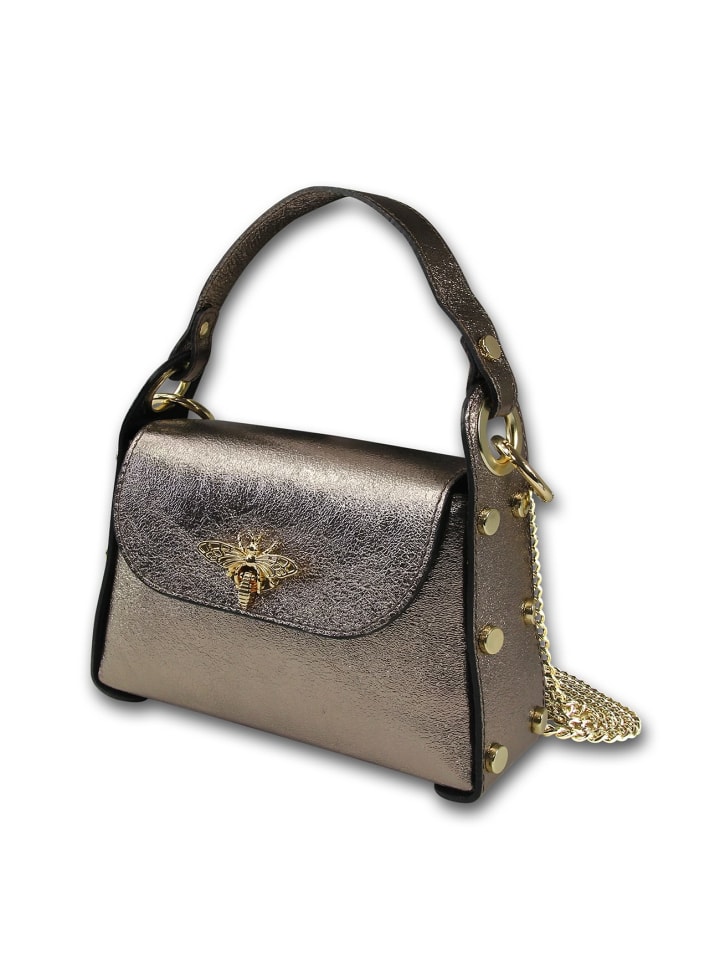 Leder Umhängetasche Toscanto Tasche bronze metallic, braun ca. 19cm