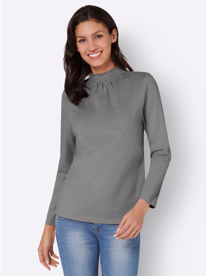 Stehkragen-Shirt in grau