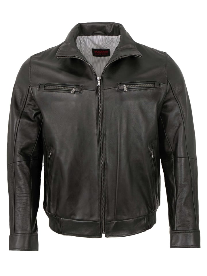 Lederblouson Lammnappa in Schwarz