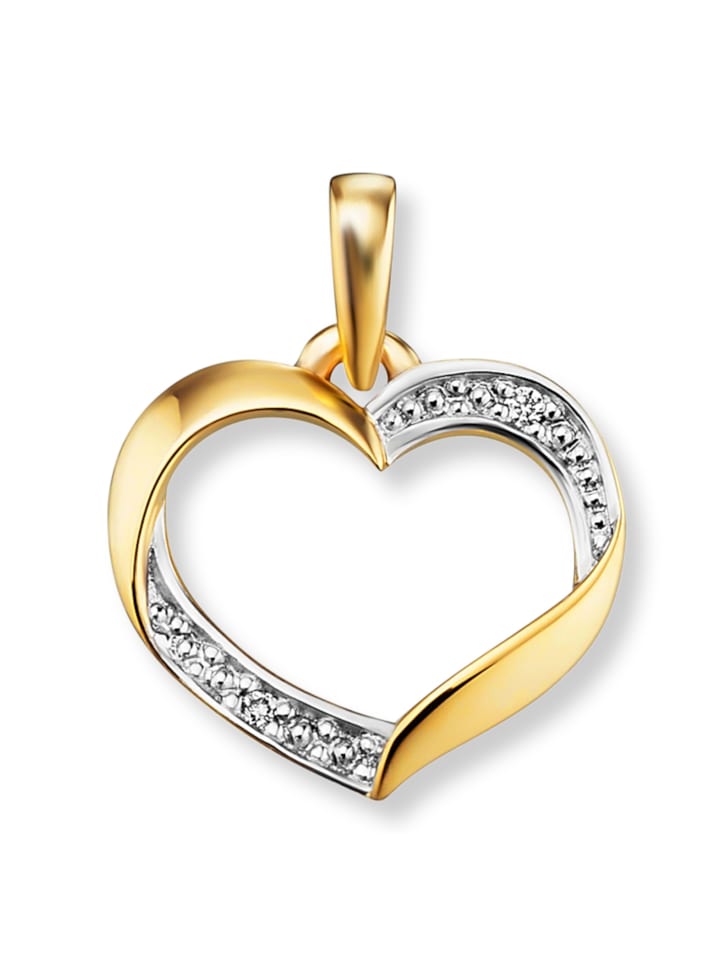 0.01 ct Brillant Diamant Herz Anhänger aus 585 Gelbgold in gold