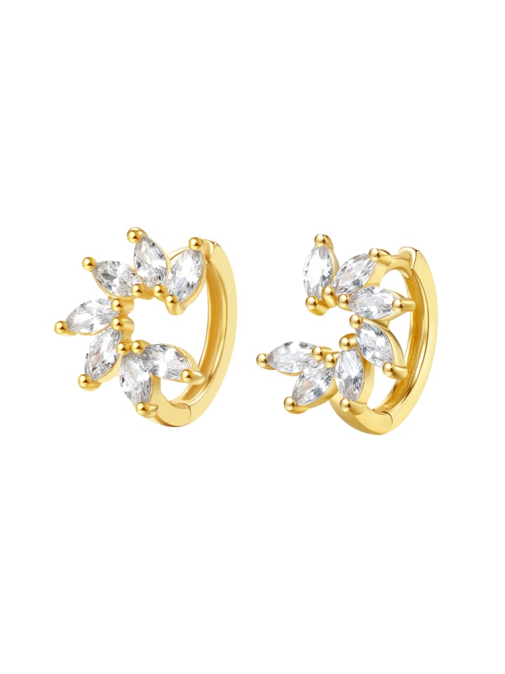 Vergold. Ohrringe Blume 925 Sterlingsilber mit Zirkoniasteinen in Gold