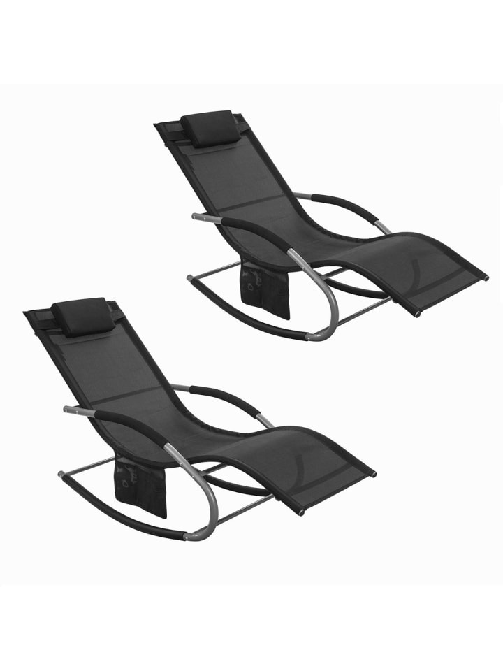 Liegestuhl in Anthrazit - (W) 63 x (H) 87 x (L) 150 cm