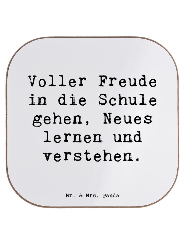 Tischuntersetzer Spruch Schulanfang Freude mit ... in Weiß