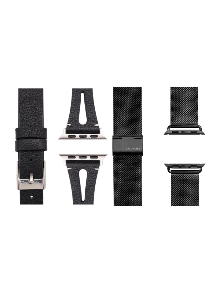 Smartwatch-Armband (2-tlg. Set) Slim-Milanese in Schwarz / Schwarz