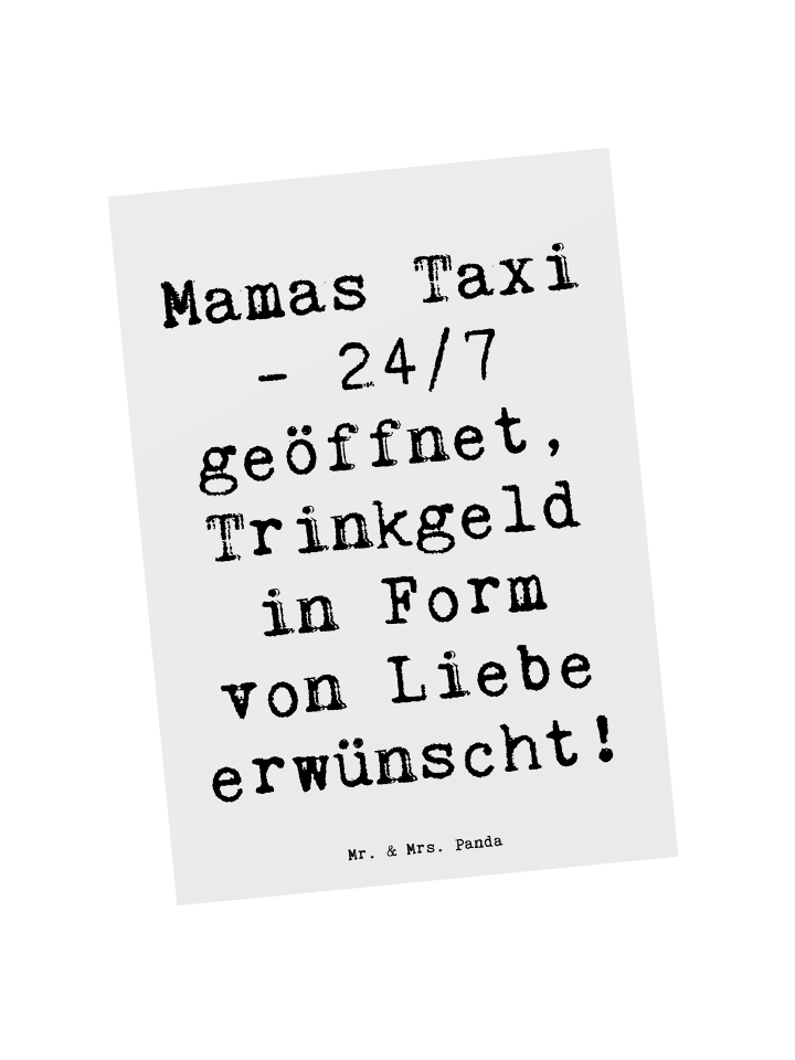 Postkarte Mamas Taxi mit Spruch in Weiß