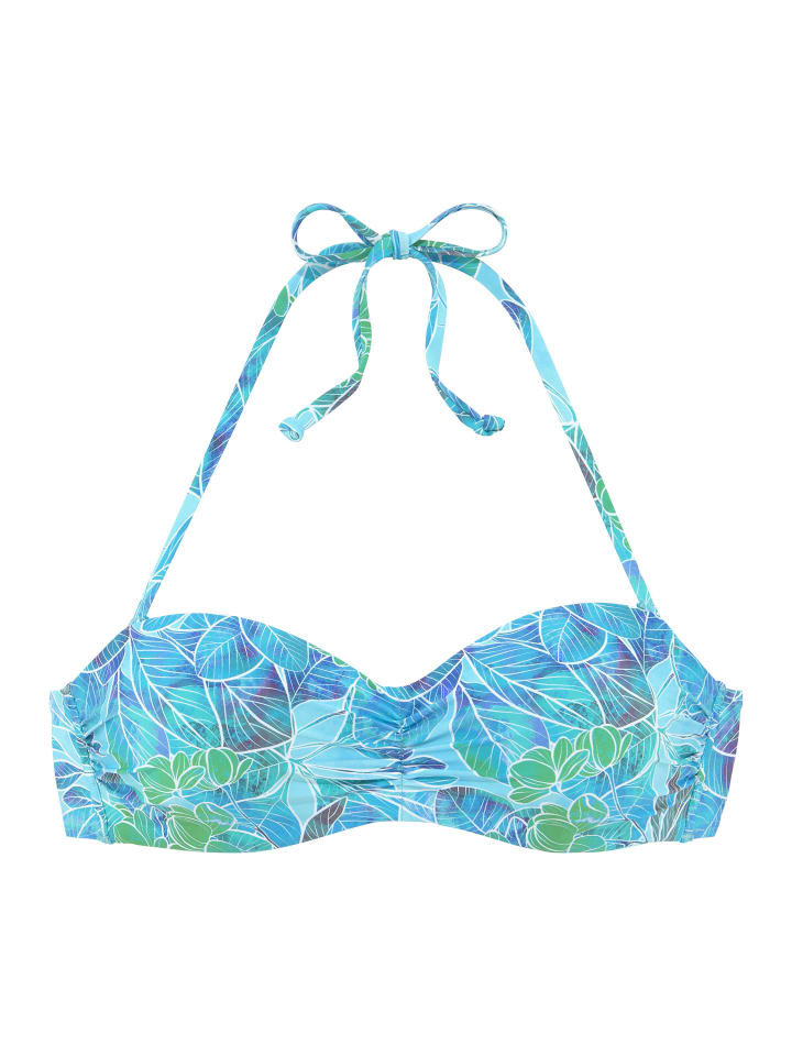 Bügel-Bandeau-Bikini-Top in türkis bedruckt