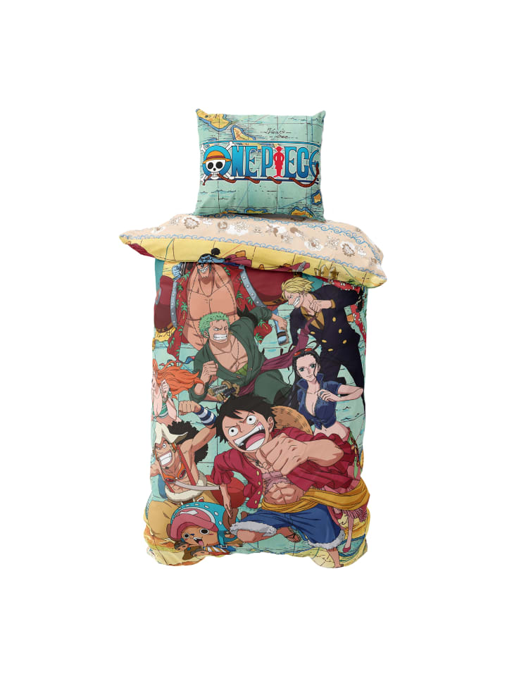 Bettwäsche-Set "One Piece Anime, Ruffy und seine Piratencrew" in Bunt