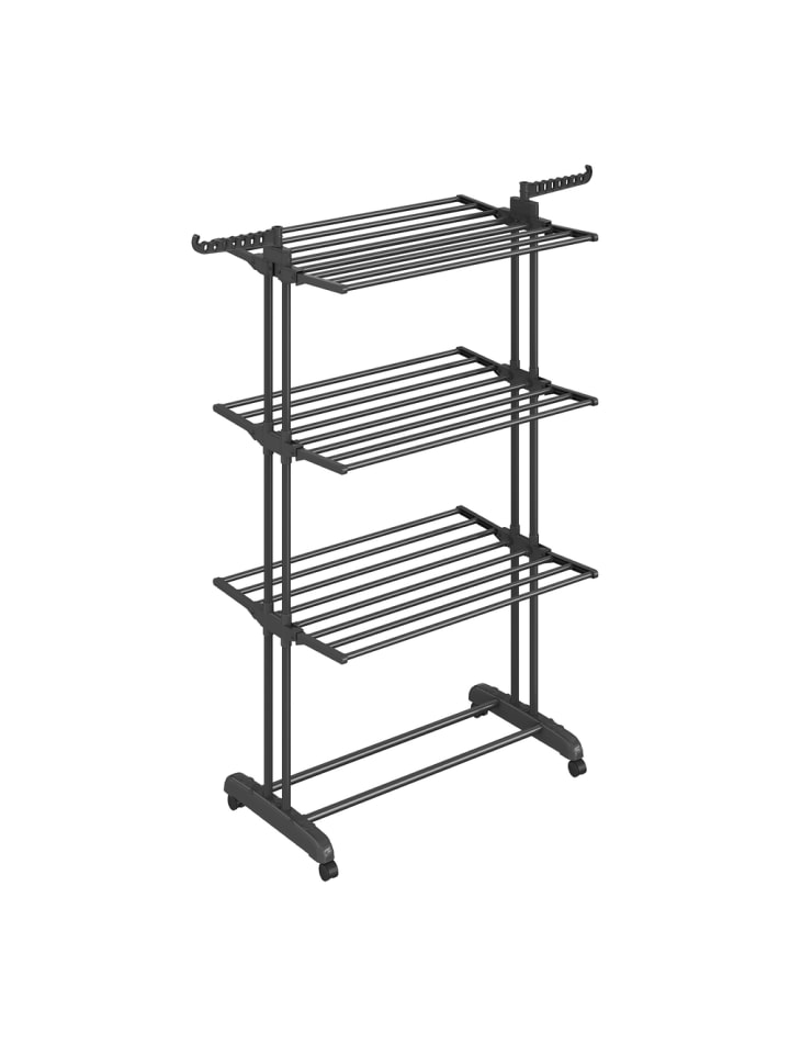 Wäscheständer Bunji in Schwarz - (B)64.2 x (H)169.2 x (T)126.6 cm