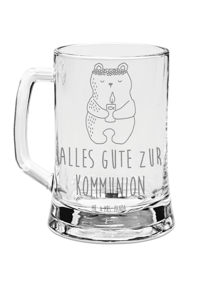 Bierglas Bär Kommunion mit Spruch in Transparent