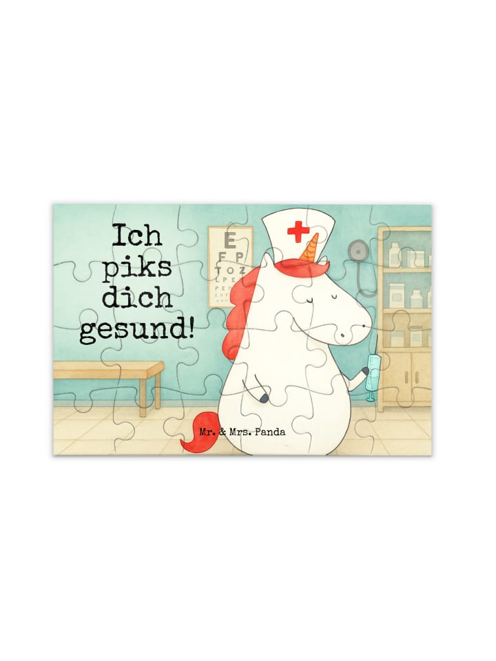 Puzzle Einhorn Krankenschwester Design mit Spruch in Weiß