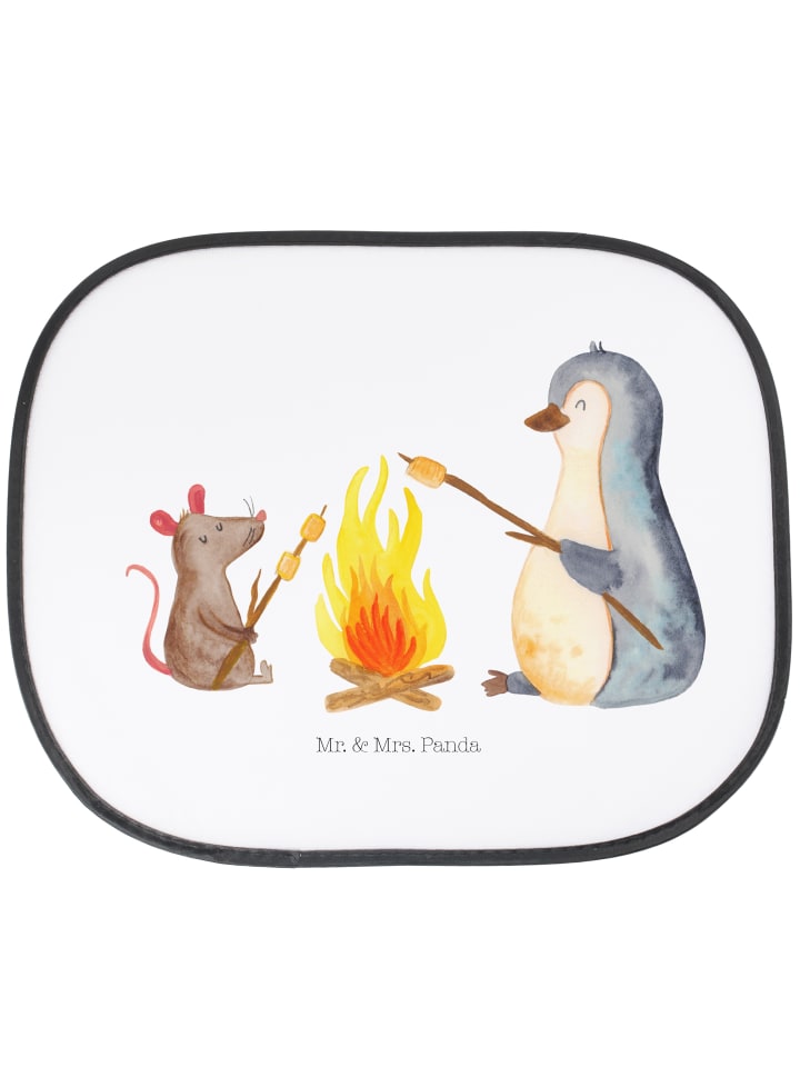 Sonnenschutz Auto Pinguin Lagerfeuer ohne Spruch in Weiß