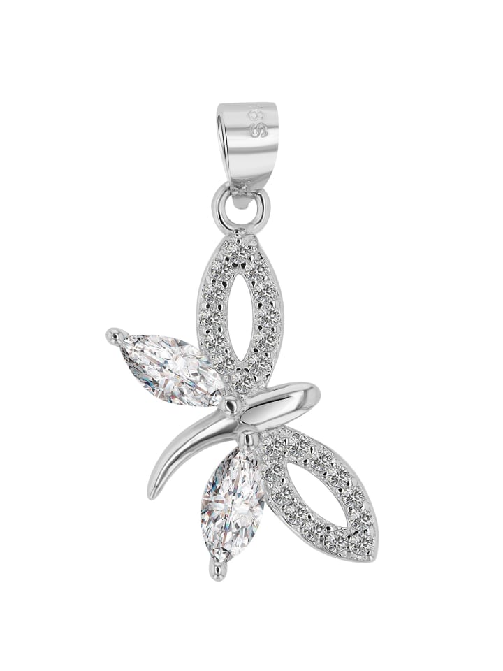 Damen Anhänger Libelle aus 925 Silber mit Zirkonia in silber