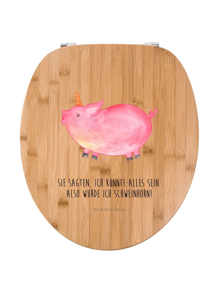 WC Brille Einhorn Schwein mit Spruch in Braun