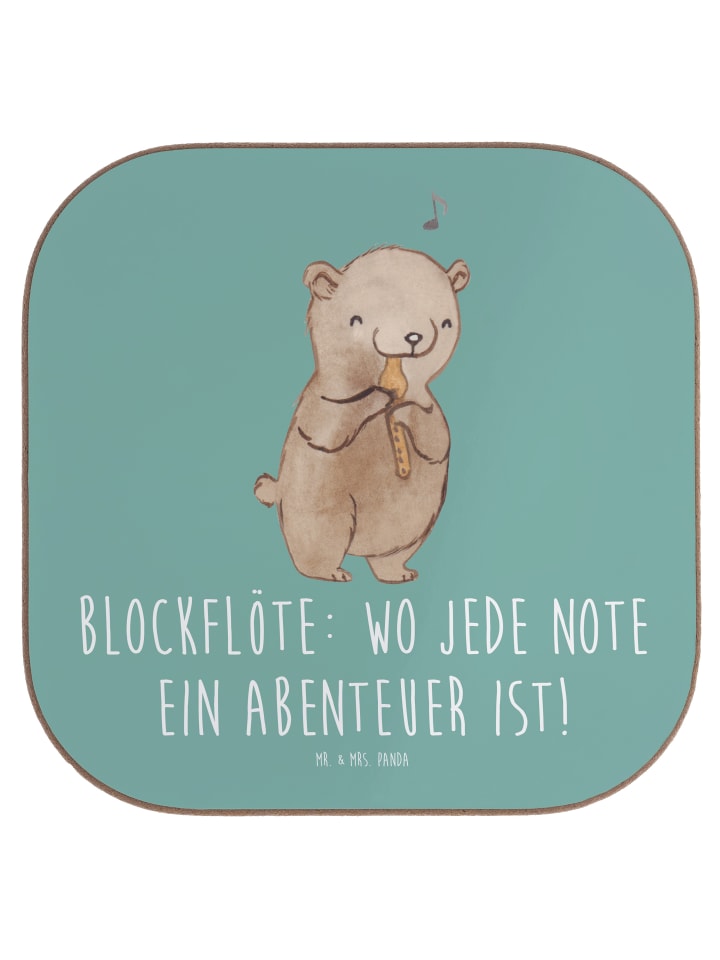 Tassen-Untersetzer Abenteuer Blockflöte mit Spruch in Meeresbrise