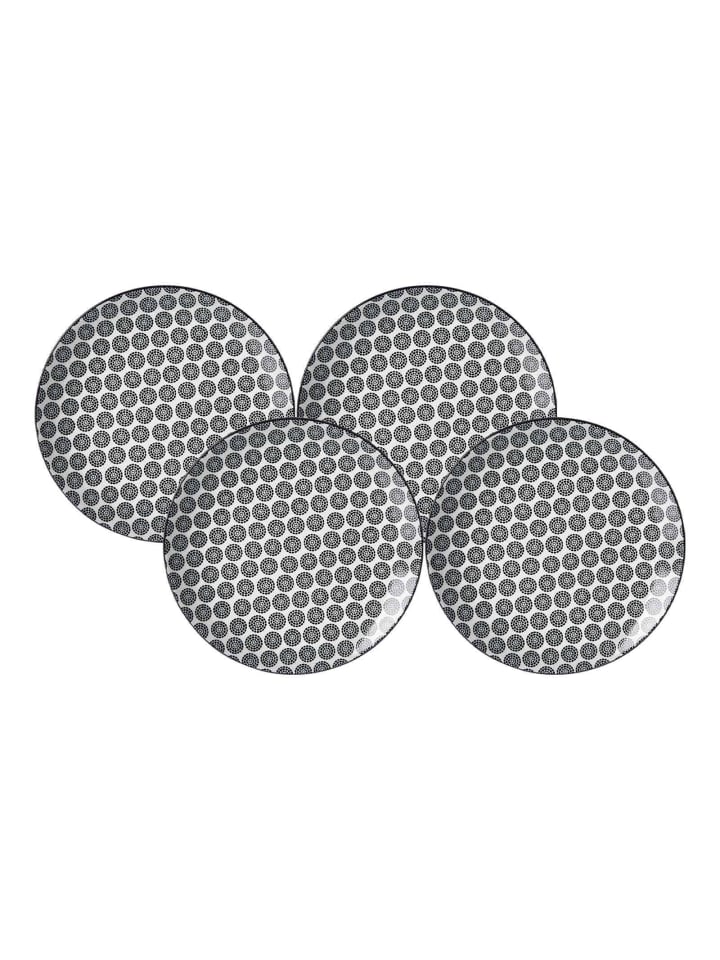 4er Set Dessertteller Takeo Circles in Schwarz-Weiß ø 21,5 cm
