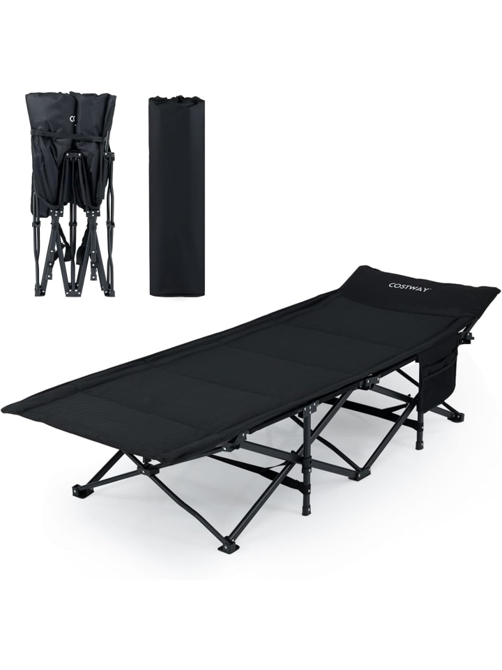 Feldbett klappbar Campingbett in Schwarz