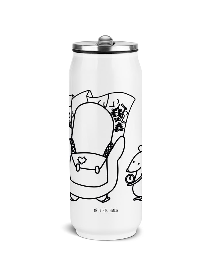 Wasserflasche Pinguin & Maus Wanderer ohne Spruch in Weiß
