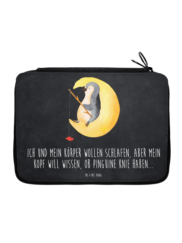 Federmappe Pinguin Mond mit Spruch in Kreidetafel