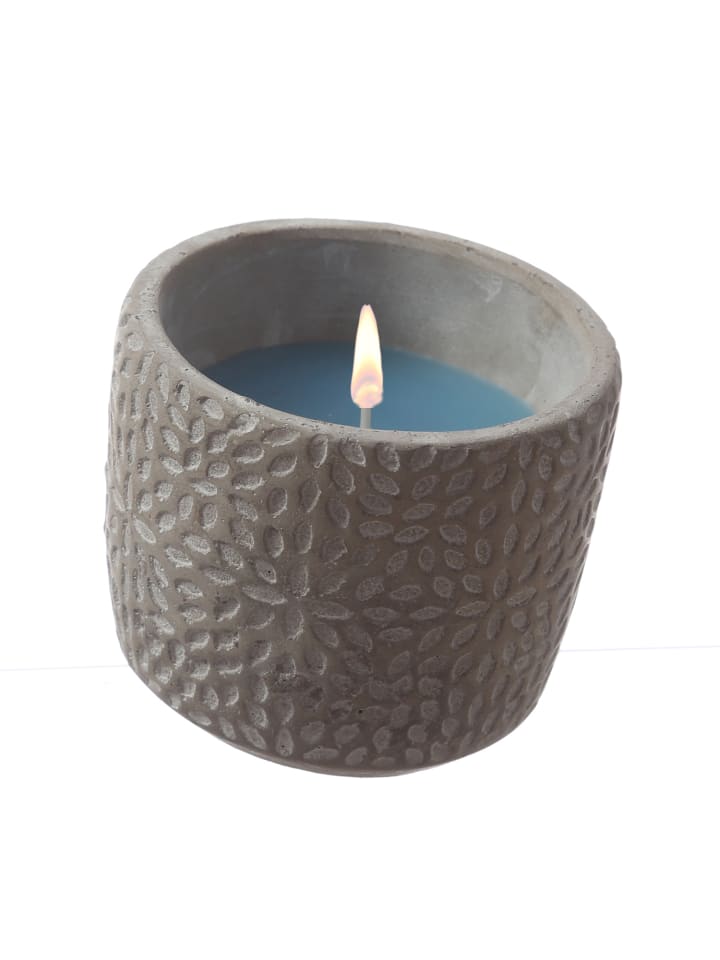 Duftkerze Citronella in Betontopf in blau, grau