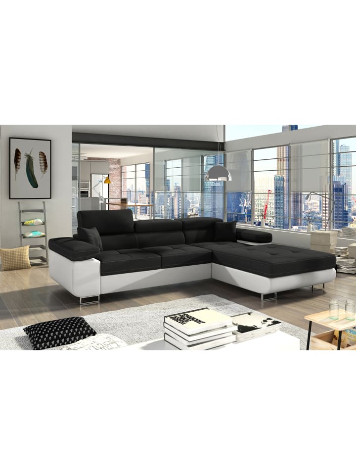 Amanda Recamiere Rechts in Schwarz -  (L) 203 x (B) 289 x (H) 85 cm