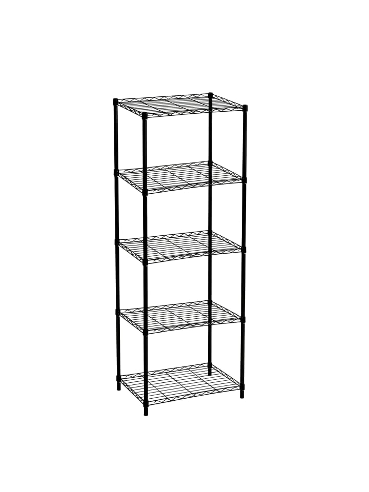 Metallregal in Schwarz - (B)56 x (H)160 x (T)35 cm