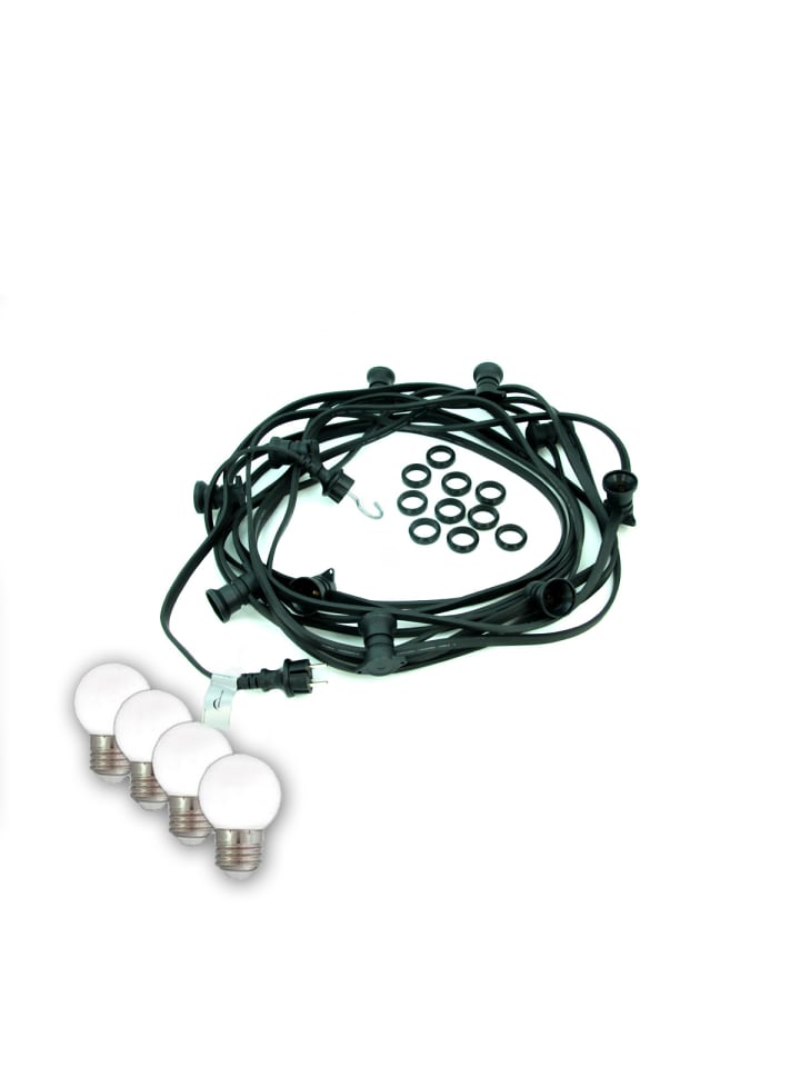 Garten Party Lichterkette Illu 10 kaltweiße LED Kugellampen 10m schwarz
