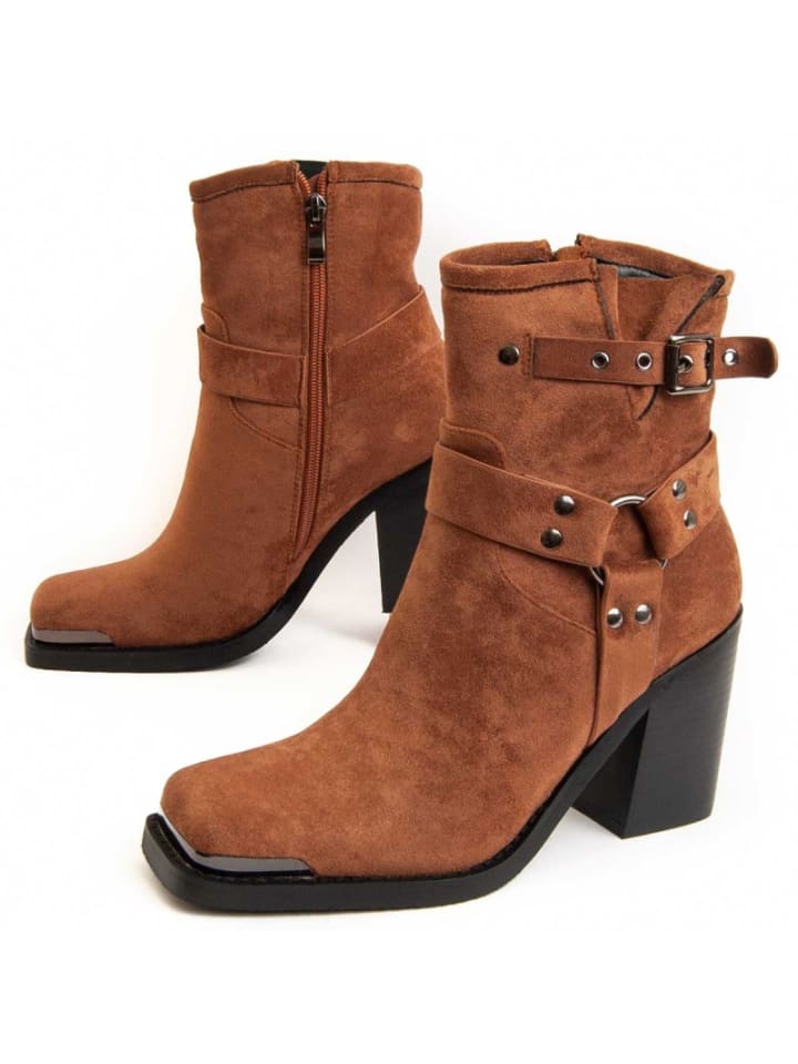 Boots ette mit Absatz, Stadt in Braun