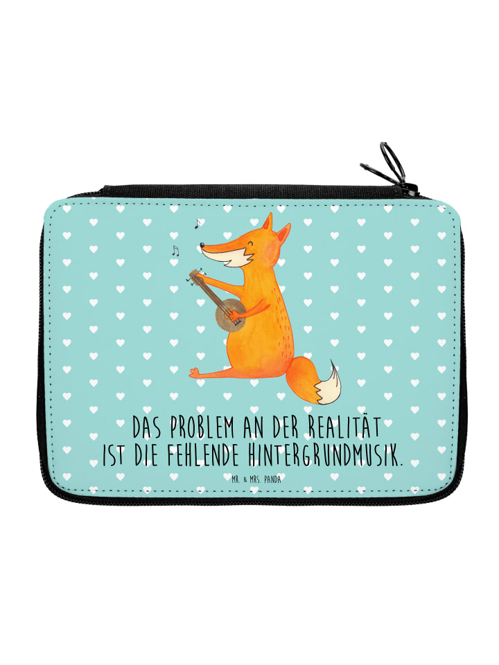 Menschrmäppchen Fuchs Gitarre mit Spruch in Türkis Pastell
