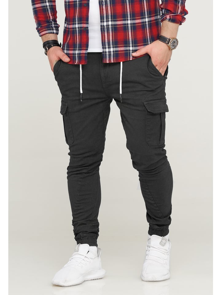 Cargohose - MPVEGAS Jogger-Hose Jeanshose Stoffhose in Schwarz