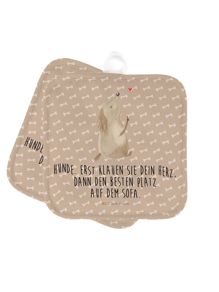 Topflappen Hund Liebe mit Spruch in Hundeglück