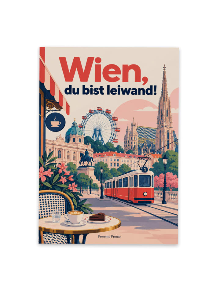Postkarte Wien-Postkarte modern Design mit Spruch in Weiß