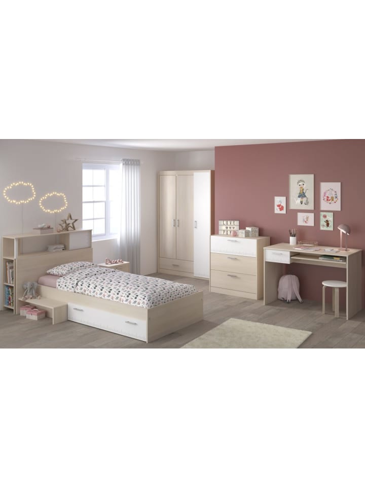 Jugendzimmer Set 6-tlg Kleiderschrank Schreibtisch Bett 90x200
